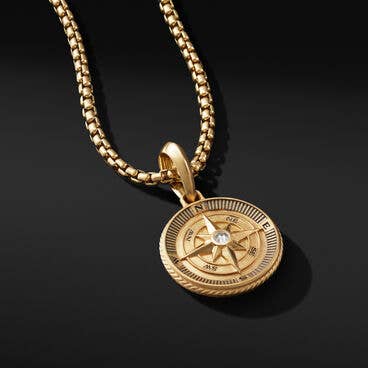 Maritime® Compass Amulet in 18K Yellow Gold with Center Diamond