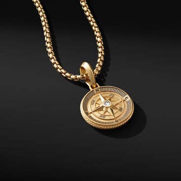 Maritime® Compass Amulet in 18K Yellow Gold with Center Diamond