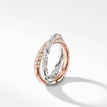 Pavéflex Two Row Ring in 18K Gold with Diamonds
