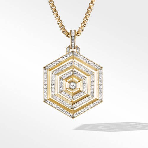 Carlyle Pendant in 18K Yellow Gold with Full Pavé Diamonds