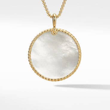 DY Elements® Disc Pendant in 18K Yellow Gold with Black Onyx Reversible to Mother of Pearl