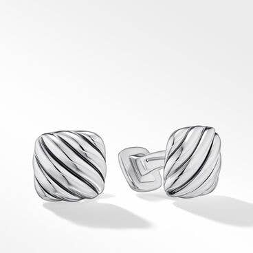 Sculpted Cable Cushion Cufflinks in Sterling Silver