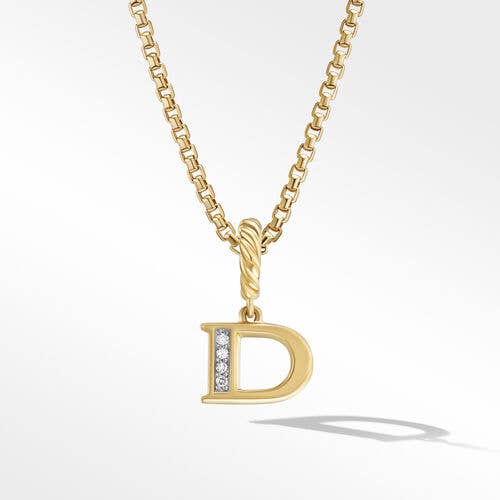 Pavé D Initial Pendant in 18K Yellow Gold with Diamonds