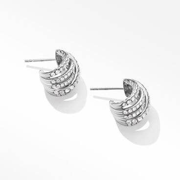 Pavé Crossover Shrimp Earrings in 18K White Gold with Diamonds