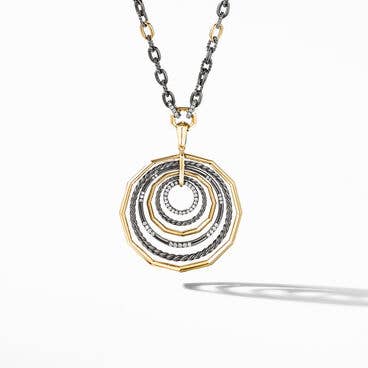 Stax Pendant Necklace in Blackened Silver with 18K Yellow Gold and Pavé Diamonds