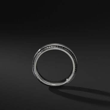 Beveled Band Ring with Black Titanium with Pavé Black Diamonds