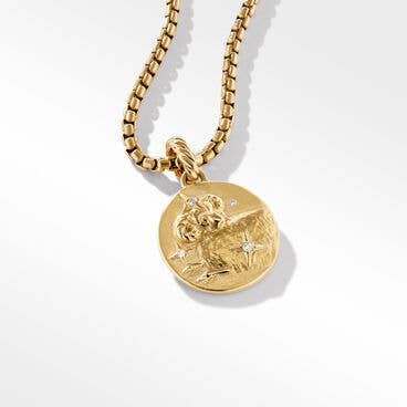 Aries Amulet in 18K Yellow Gold with Diamonds
