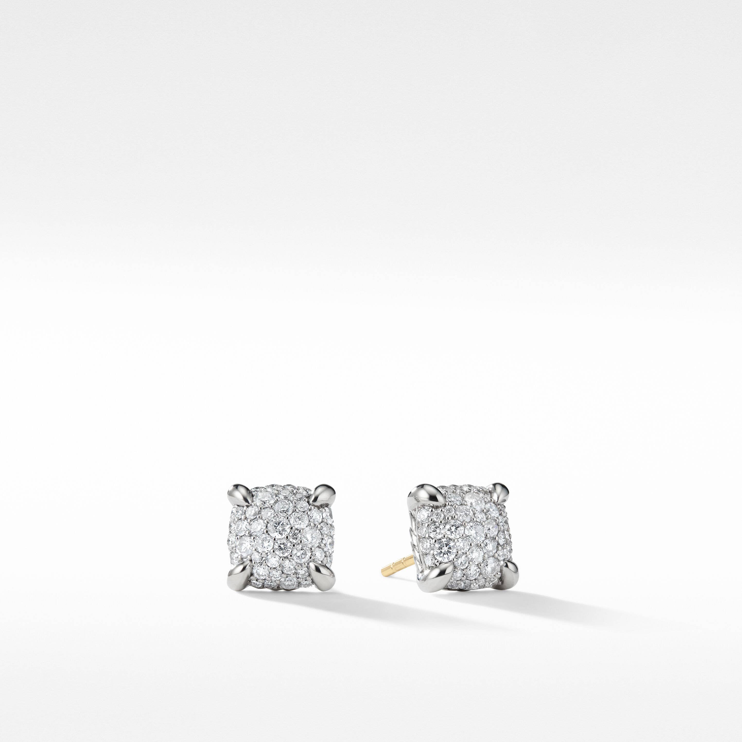 Chatelaine® Stud Earrings in Sterling Silver with Pavé Diamonds