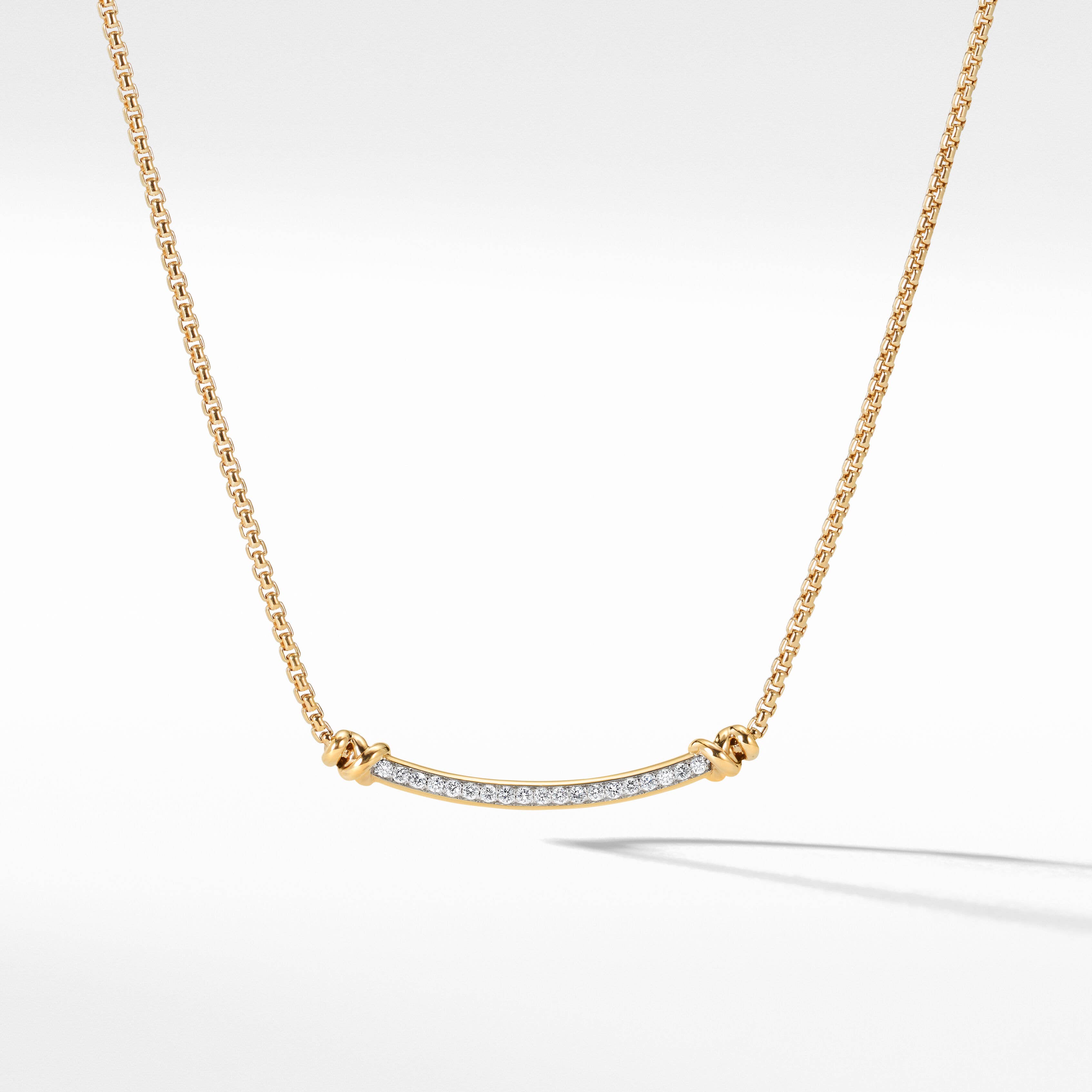 Petite Helena Wrap Station Necklace in 18K Yellow Gold with Pavé Diamonds