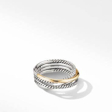 Crossover Band Ring in Sterling Silver with 18K Yellow Gold, 6.8mm