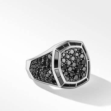 Streamline® Signet Ring in 18K White Gold with Black Diamonds