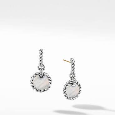 DY Elements® Drop Earrings in Sterling Silver with Mother of Pearl and Pavé Diamonds