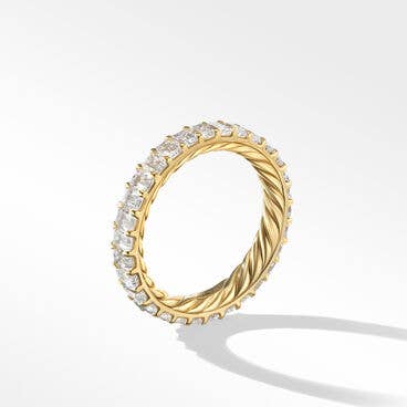 DY Eden Emerald Diamond Eternity Band Ring in 18K Yellow Gold, 3.5mm