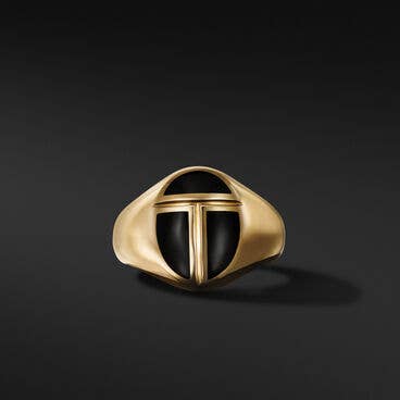 Cairo Pinky Ring in 18K Yellow Gold with Black Onyx