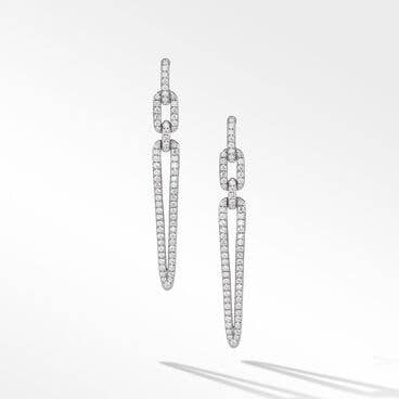 Stax Elongated Drop Earrings in 18K White Gold with Full Pavé Diamonds