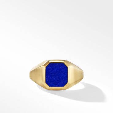 Streamline® Signet Ring in 18K Yellow Gold with Lapis