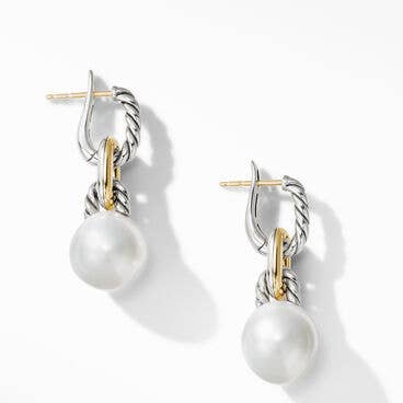 DY Madison® Pearl Chain Drop Earrings in Sterling Silver with 18K Yellow Gold