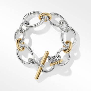 DY Mercer™ Chain Bracelet in Sterling Silver with 18K Yellow Gold and Pavé Diamonds
