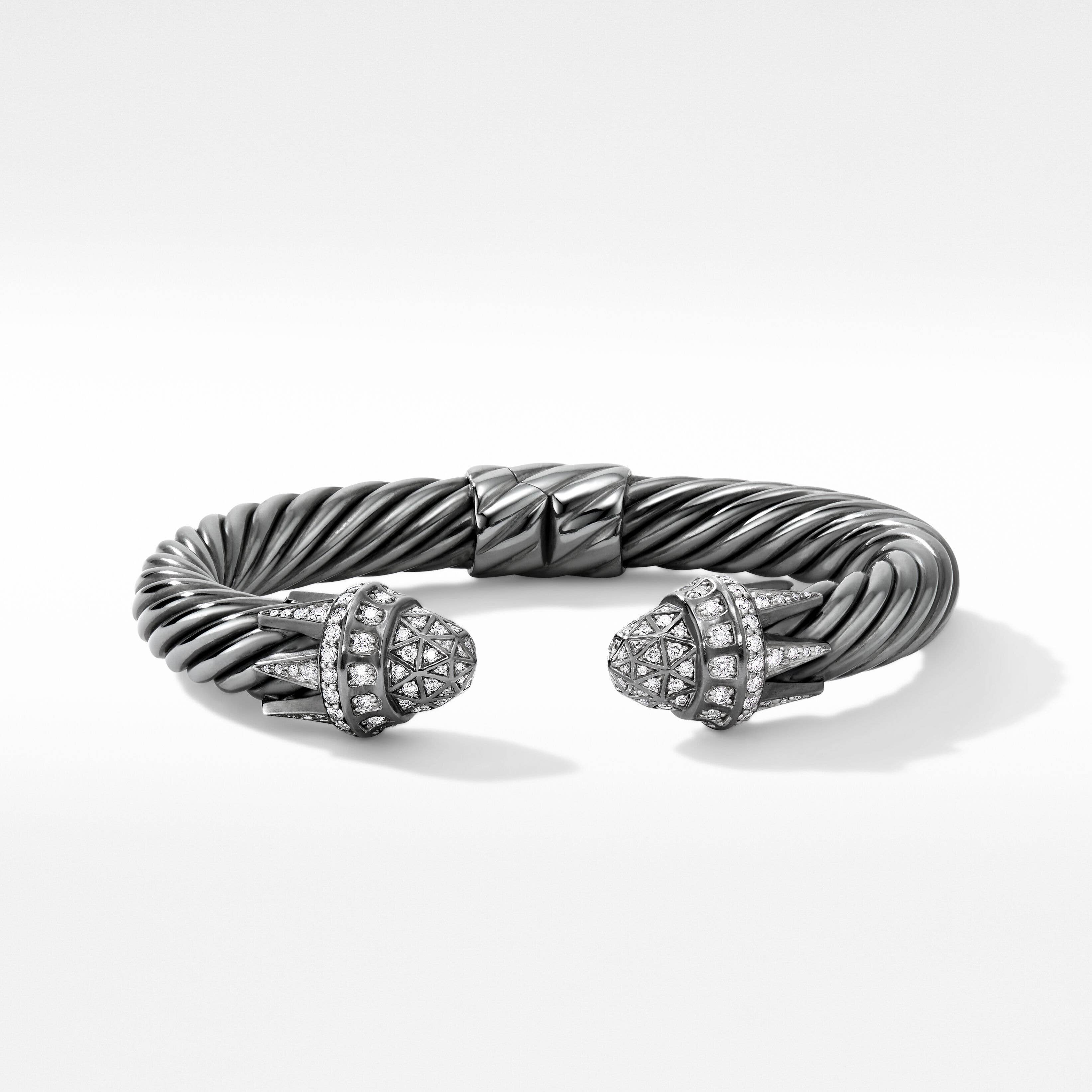 Statue of Liberty Cable Bracelet in Blackened Silver with Pavé Diamonds