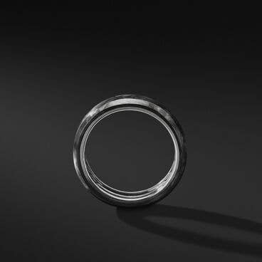 Beveled Band Ring in Sterling Silver with Forged Carbon