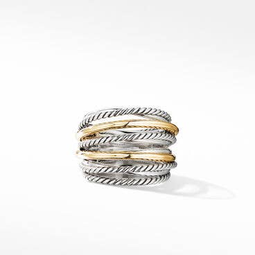 Crossover Ring in Sterling Silver with 18K Yellow Gold