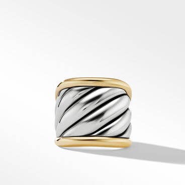 Sculpted Cable Saddle Ring with 18K Yellow Gold