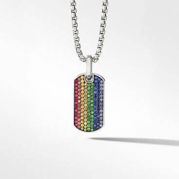 Streamline® Tag in Sterling Silver with Rainbow Pavé