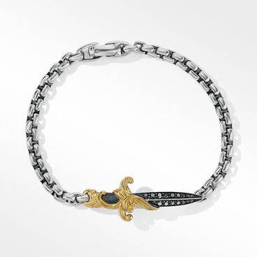 Waves Dagger Bracelet with 18K Yellow Gold and Pavé Black Diamonds