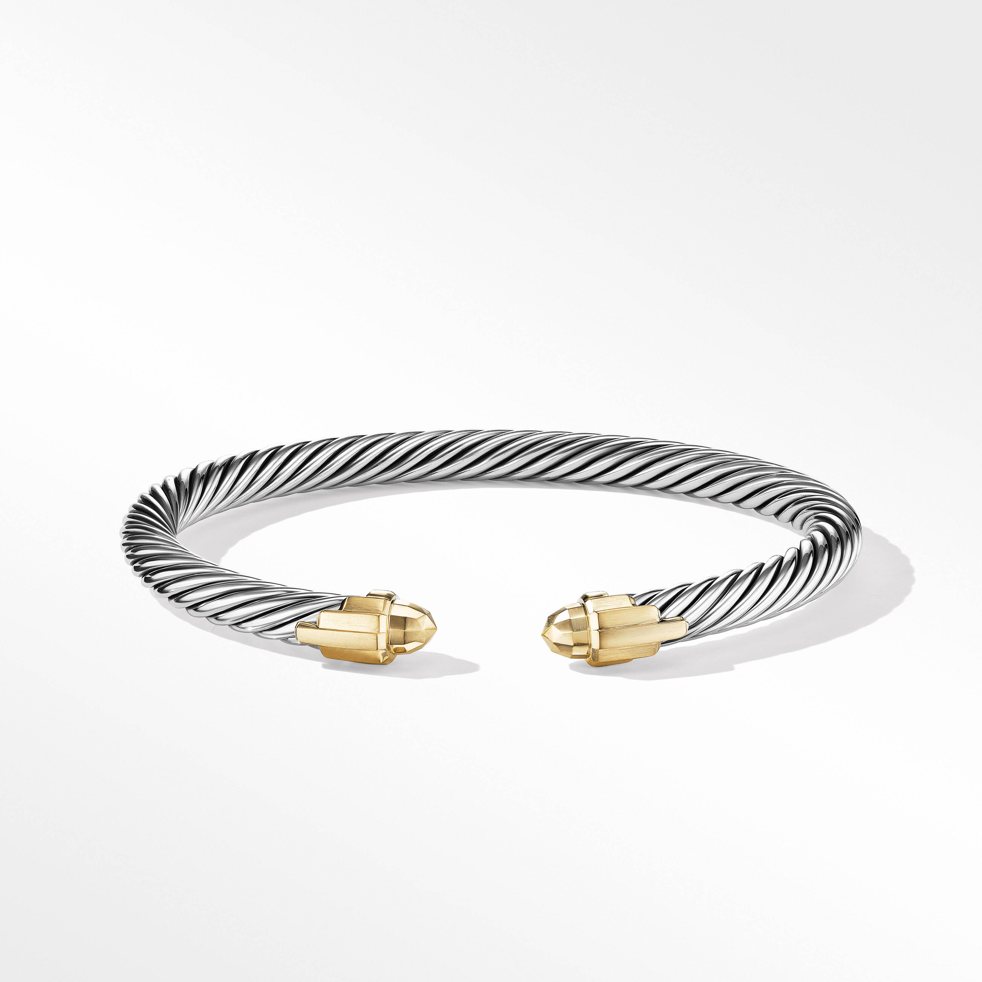 Empire Cable Bracelet in Sterling Silver with 18K Yellow Gold Domes