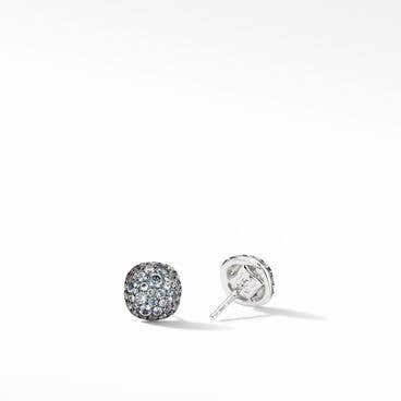 Cushion Stud Earrings in 18K White Gold with Pavé Color Change Garnets