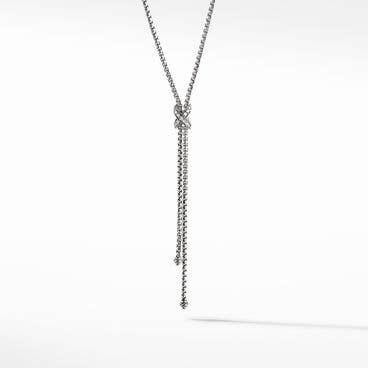Petite X Lariat Necklace with Pavé Diamonds