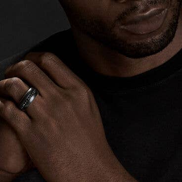 Streamline® Band Ring in Black Titanium with Pavé Diamonds