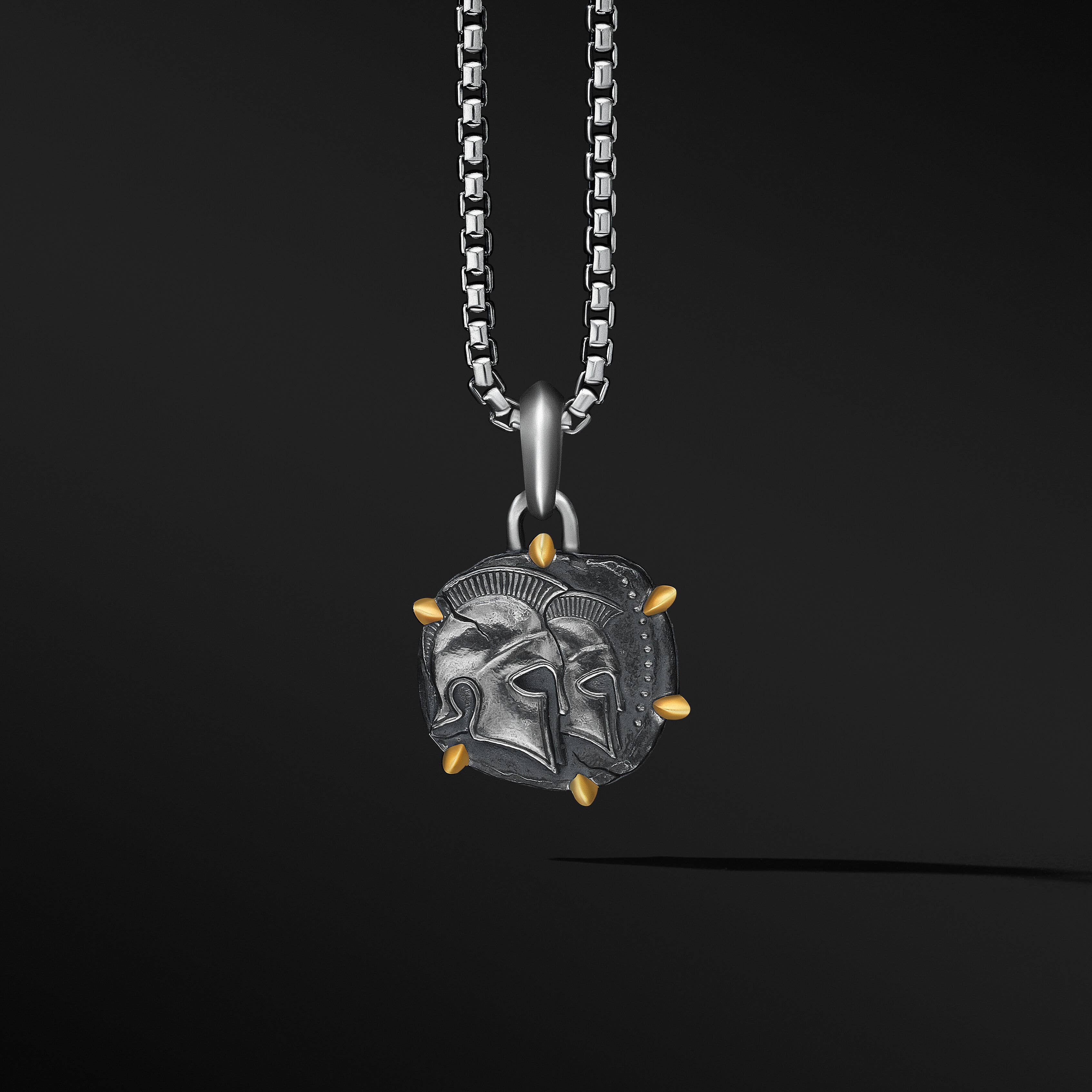 Gemini Amulet in Sterling Silver with 18K Yellow Gold