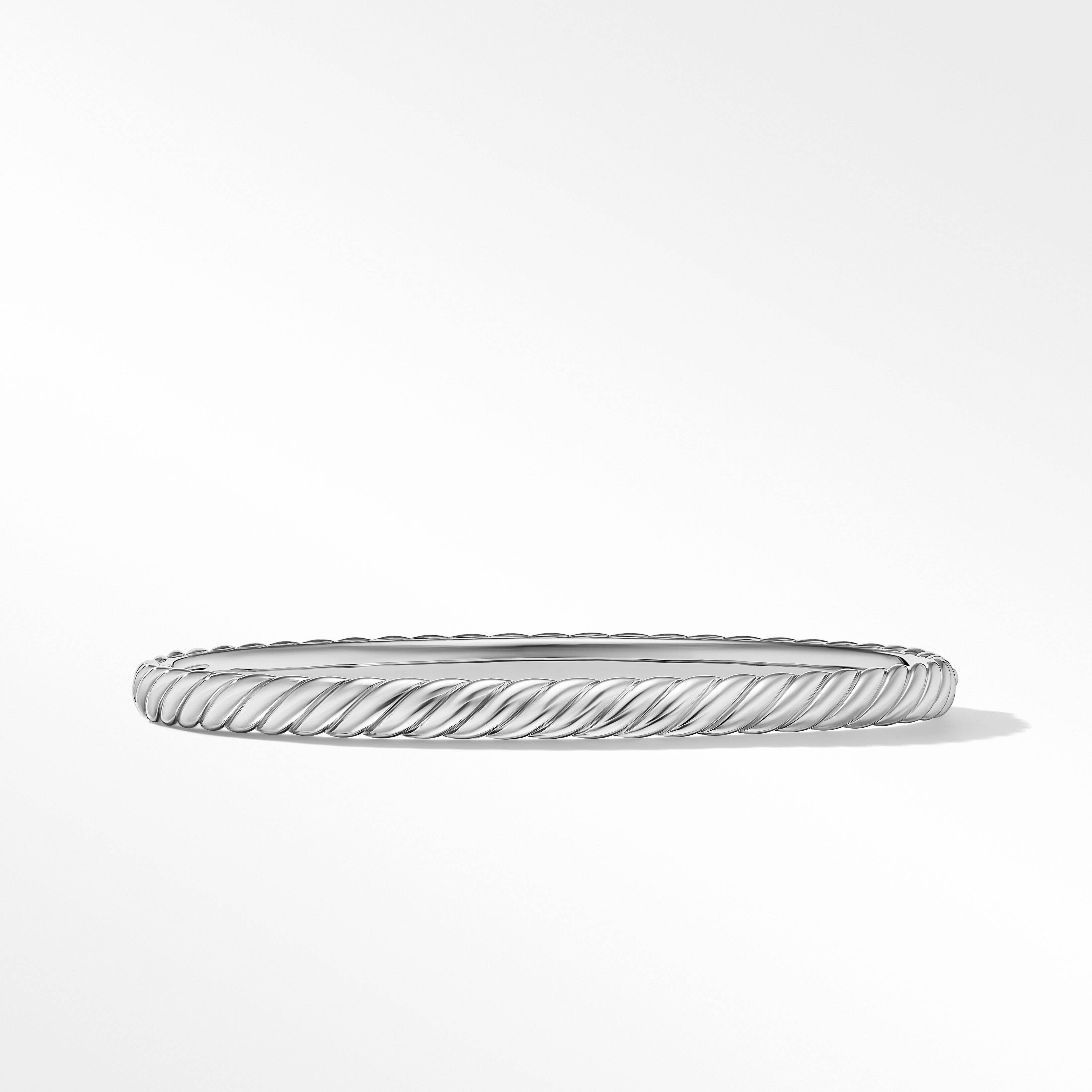Sculpted Cable Bangle Bracelet in 18K White Gold