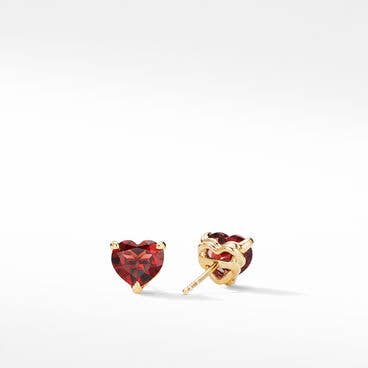 Chatelaine® Heart Stud Earrings in 18K Yellow Gold with Garnet
