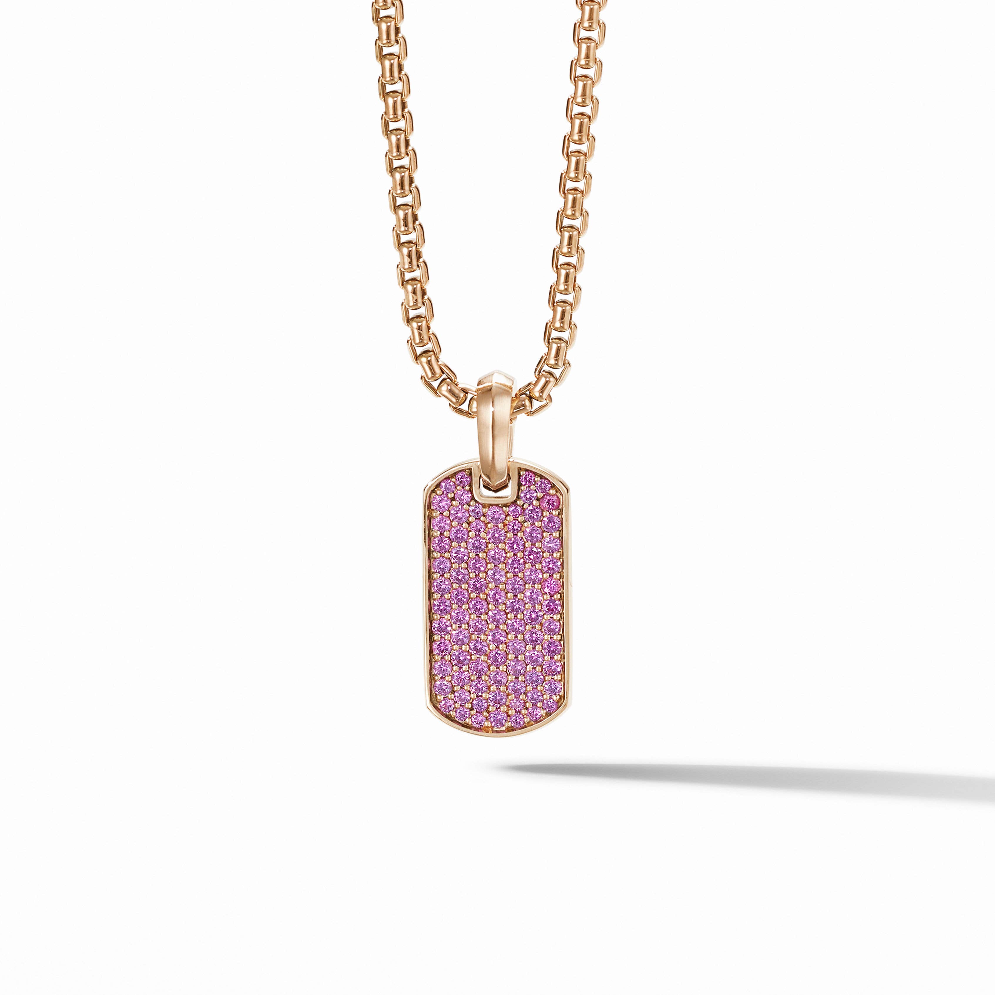 Pavé Tag in 18K Rose Gold with Pink Sapphires