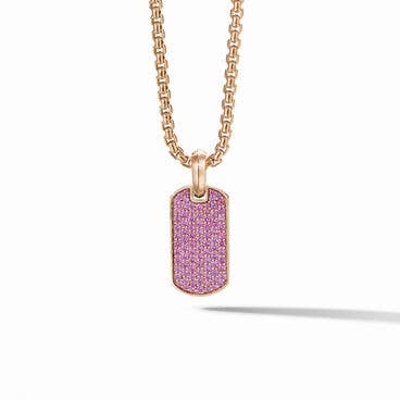 Pavé Tag in 18K Rose Gold with Pink Sapphires