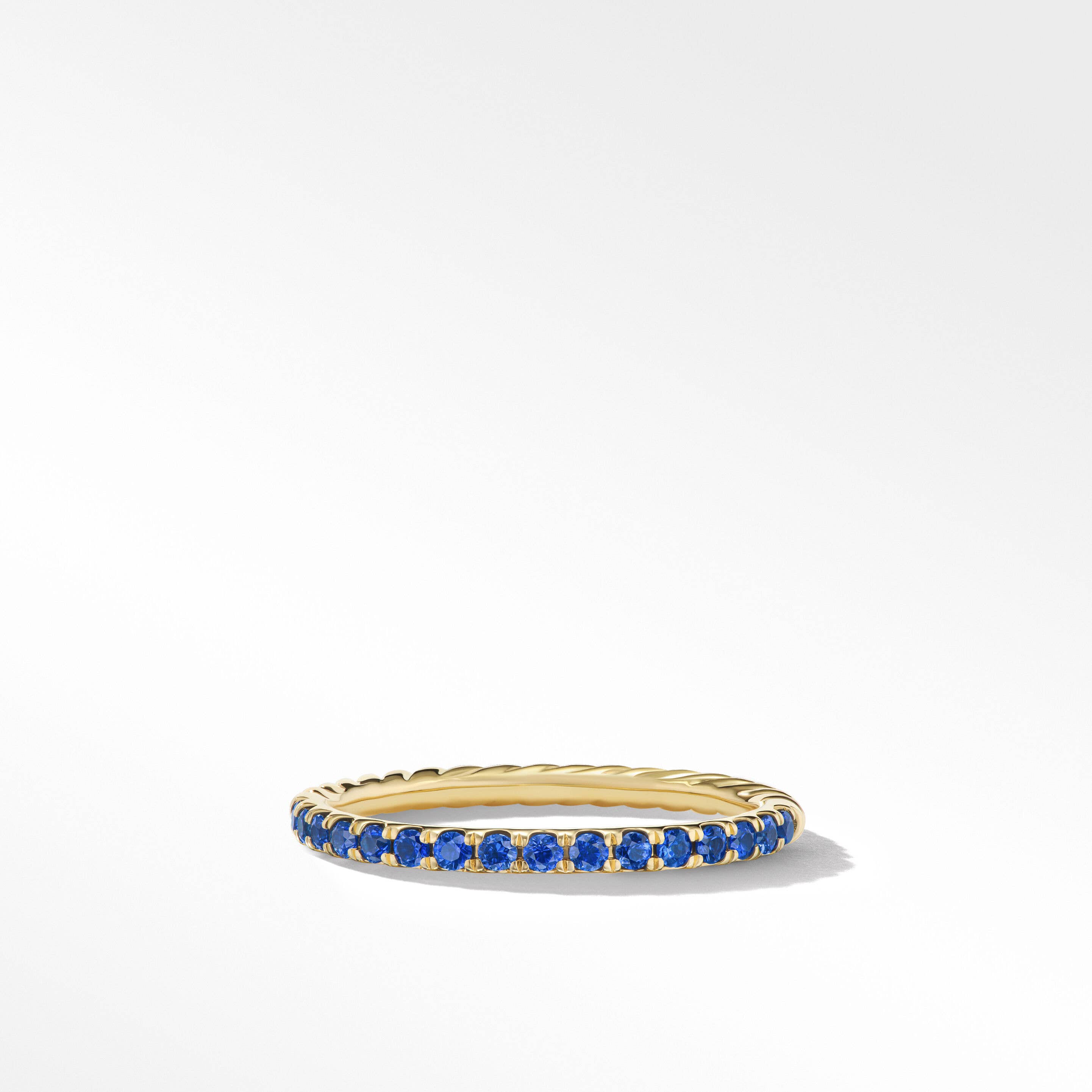 Cable Collectables® Stack Ring in 18K Yellow Gold with Pavé Blue Sapphires