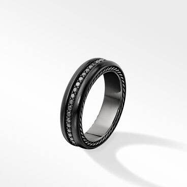 Streamline® Band Ring in Black Titanium with Pavé Black Diamonds