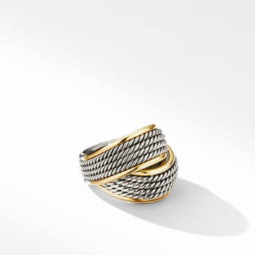 DY Origami Ring in Sterling Silver with 18K Yellow Gold