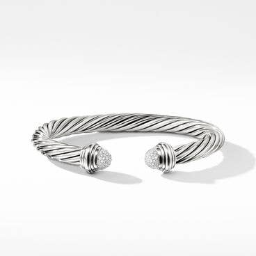 Cable Classics Bracelet in Sterling Silver with Pavé Diamond Domes