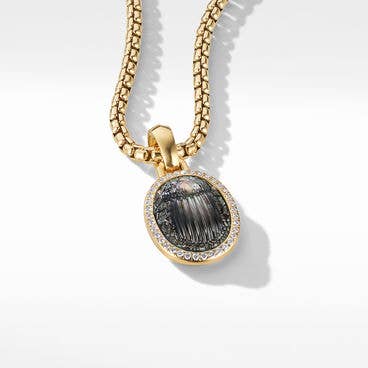 Petrvs® Scarab Amulet in 18K Yellow Gold with Black Mother of Pearl and Pavé Diamonds