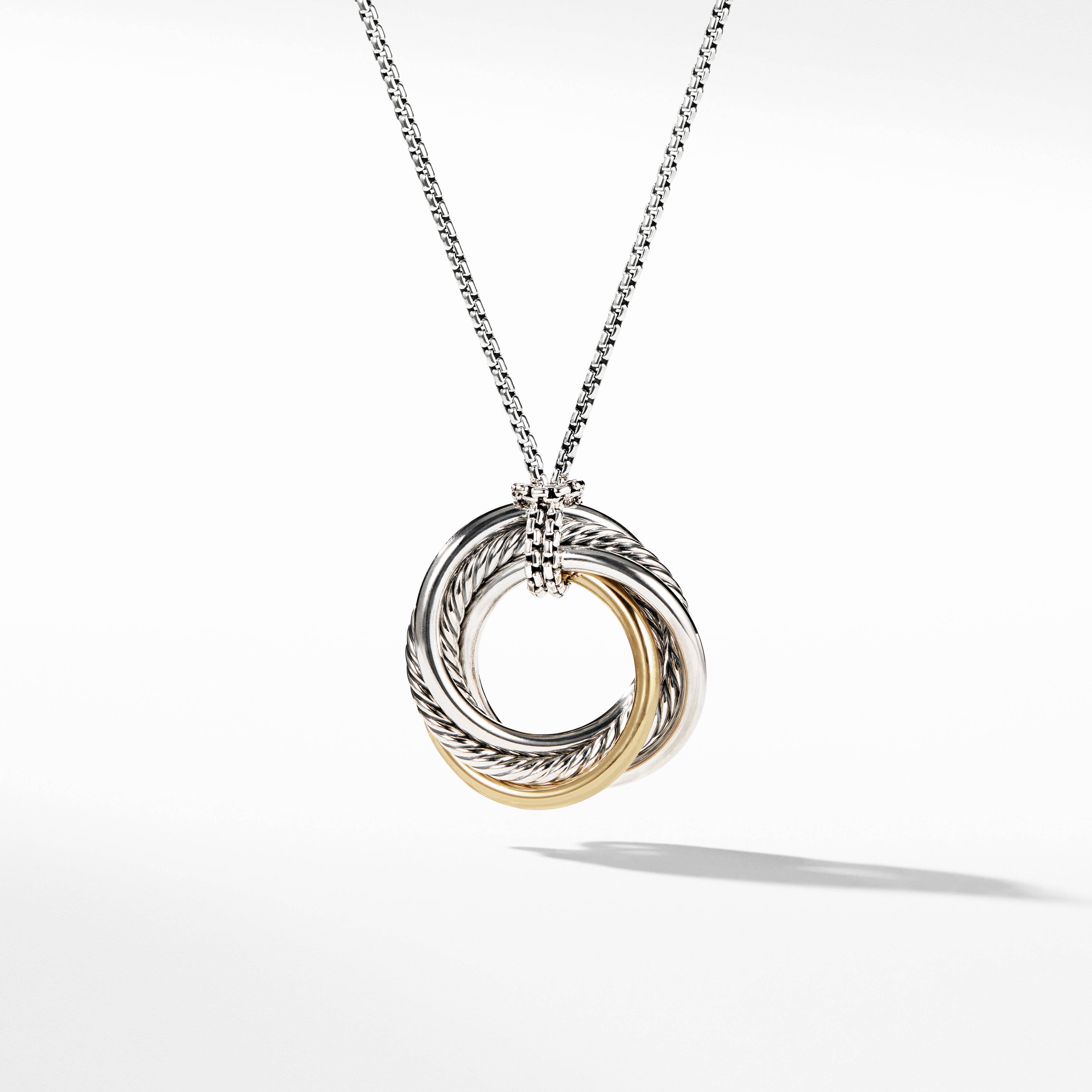 Crossover Pendant Necklace in Sterling Silver with 14K Yellow Gold