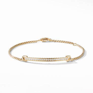 Petite Pavé Station Chain Bracelet in 18K Yellow Gold with Diamonds