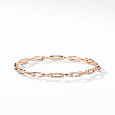 Stax Chain Link Bracelet in 18K Rose Gold with Pavé Diamonds