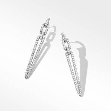 Stax Elongated Drop Earrings in 18K White Gold with Full Pavé Diamonds