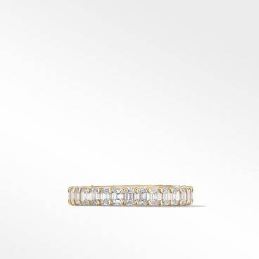 DY Eden Emerald Diamond Eternity Band Ring in 18K Yellow Gold, 3.5mm
