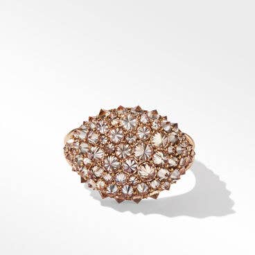 Chevron Pinky Ring in 18K Rose Gold with Reverse Set Diamonds, 14mm