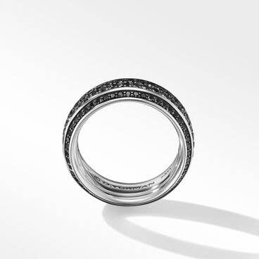 Streamline® Beveled Band Ring in 18K White Gold with Pavé Black Diamonds