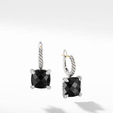 Chatelaine® Drop Earrings with Black Onyx and Pavé Diamonds